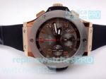 Replica Hublot Big Bang Brown Dial Grey Bezel Black Rubber Strap Watch